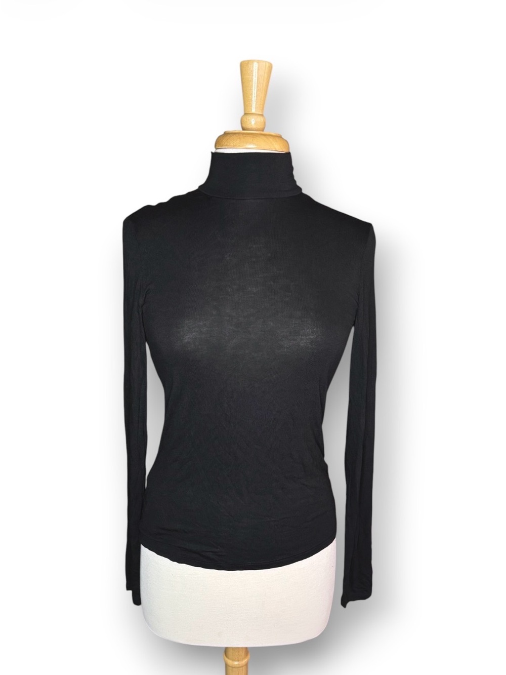 Mango Black Long-Sleeve Turtleneck Slim Top